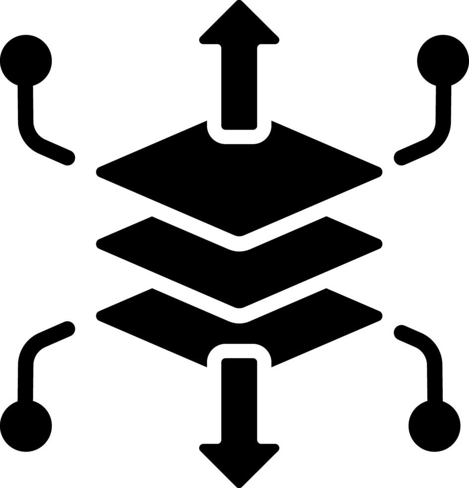 A glyph style icon of data layers vector