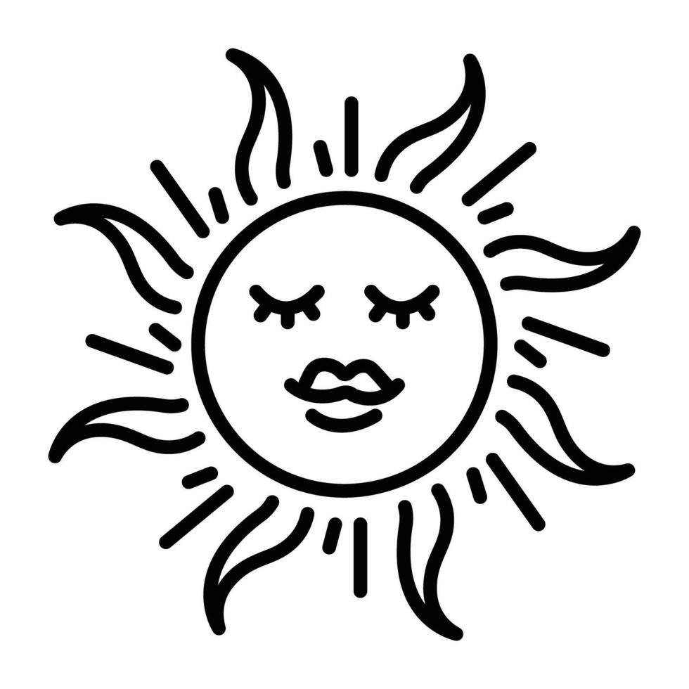 A line icon of sun tattoo vector