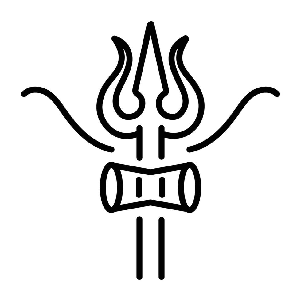 Trident tattoo icon in linear style vector
