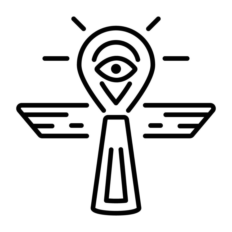 A linear icon of ankh tattoo vector