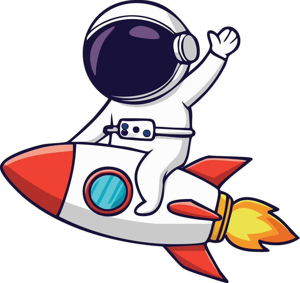 Cute Astronaut Riding Rocket vector