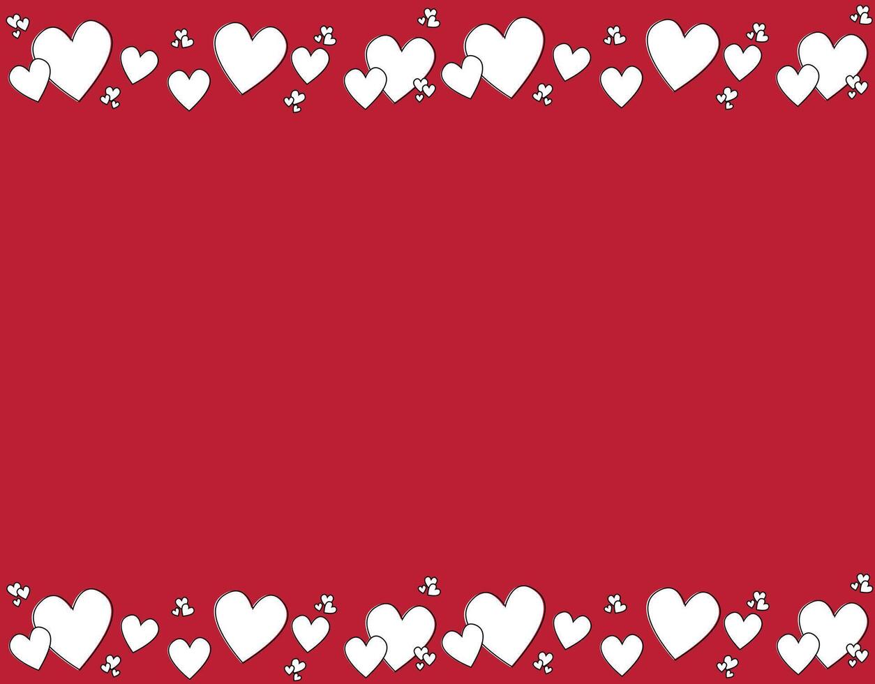 Red Valentines Day Background with Heart Border vector