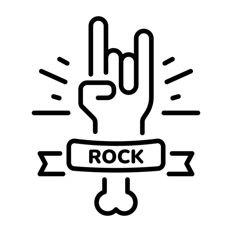 A linear icon of rock tattoo vector