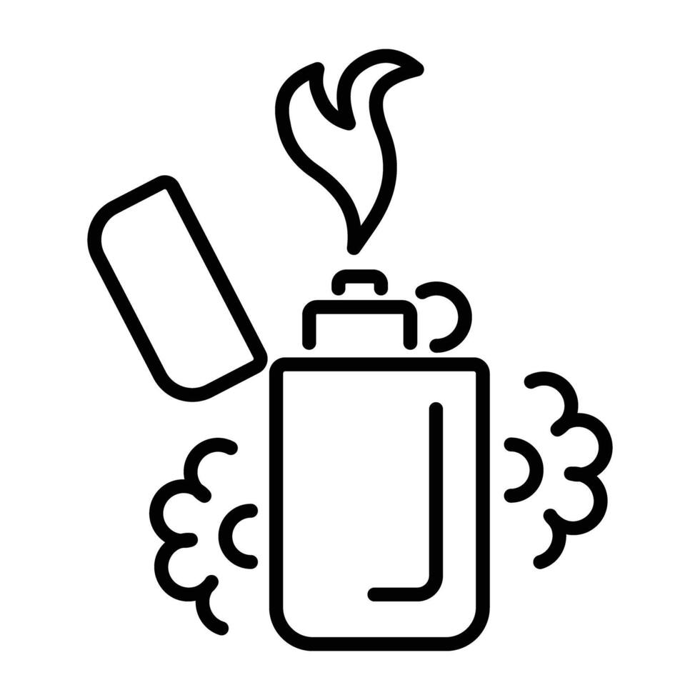 A linear icon of lighter tattoo vector