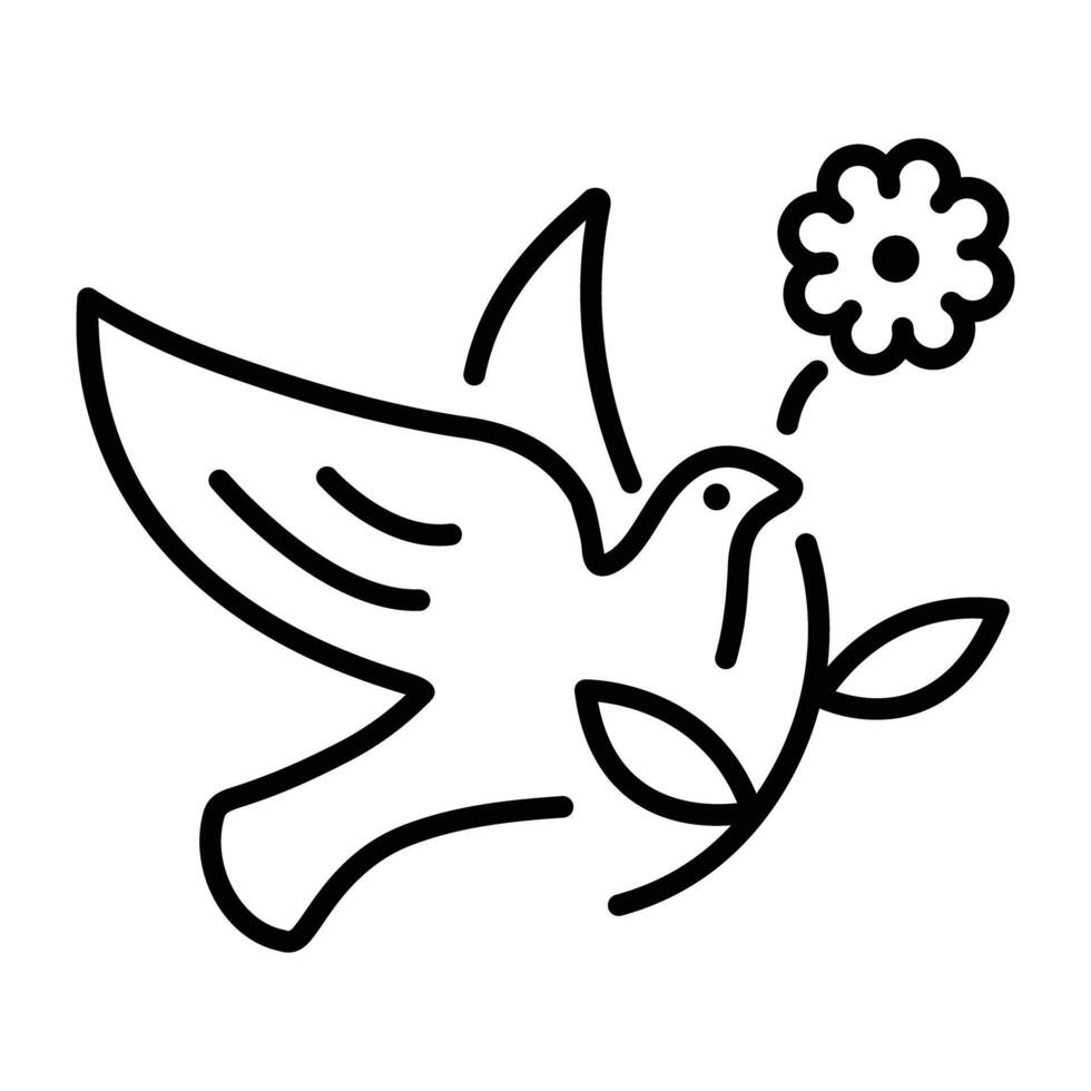 Flying bird tattoo icon in line style vector