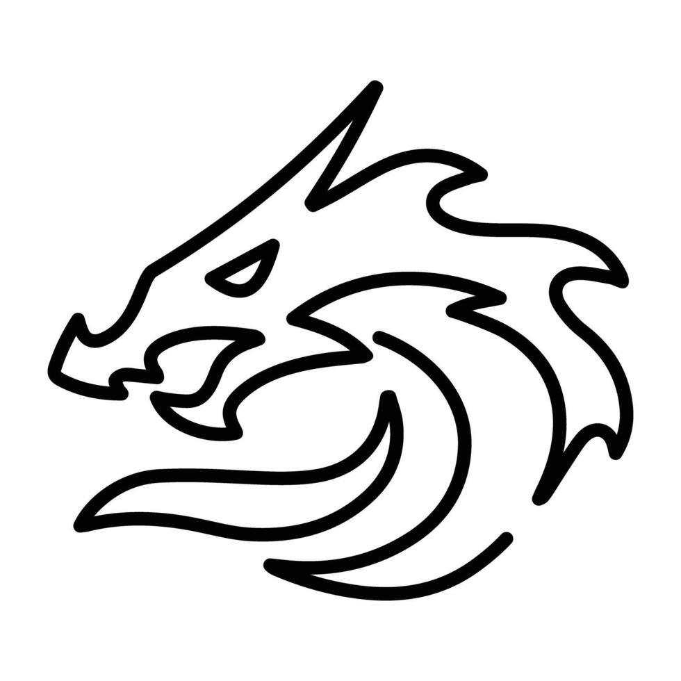 A linear icon of a dragon head tattoo design vector