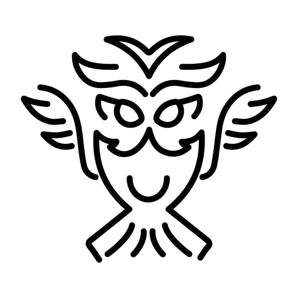 Athena owl icon in linear icon vector