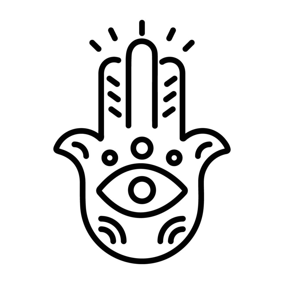A line icon of hamsa tattoo vector