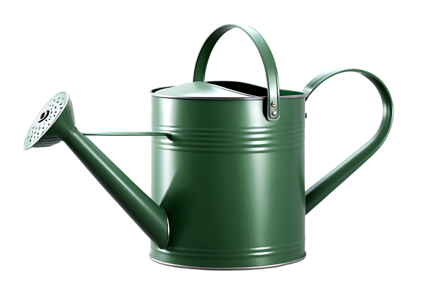 A green watering can with a handle png