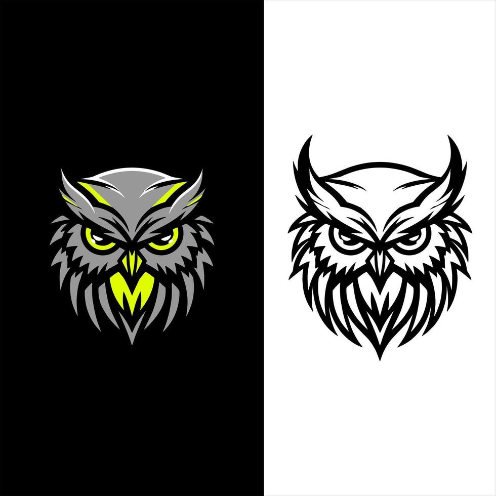 lighted owl head logo design vector