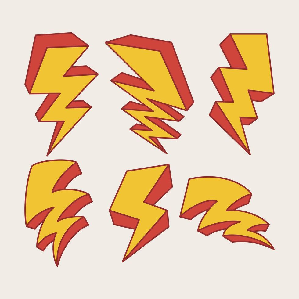 Thunder lightning symbol sign with cartoon style vector