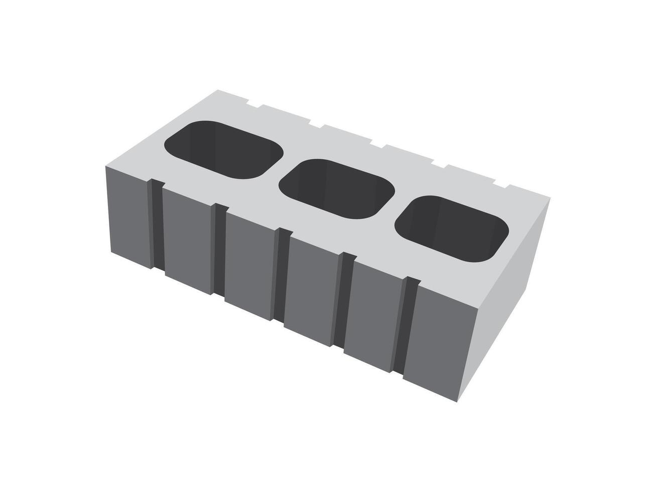 Gray Cement Cinder Block Isolated on White Background. vector