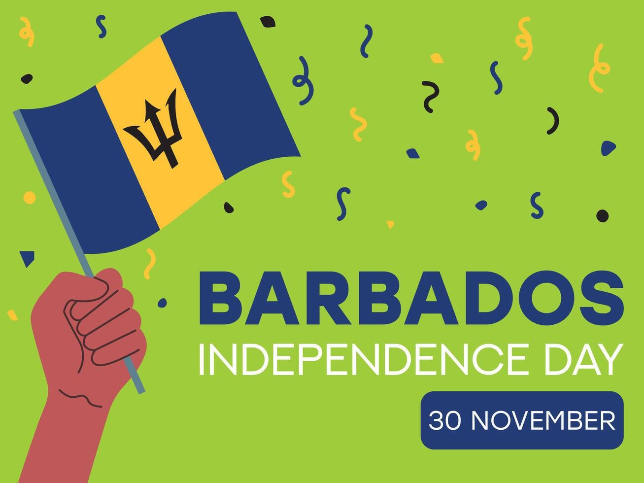 barbados independence day 30 November, barbados flag in hand. Greeting card, poster, banner template vector