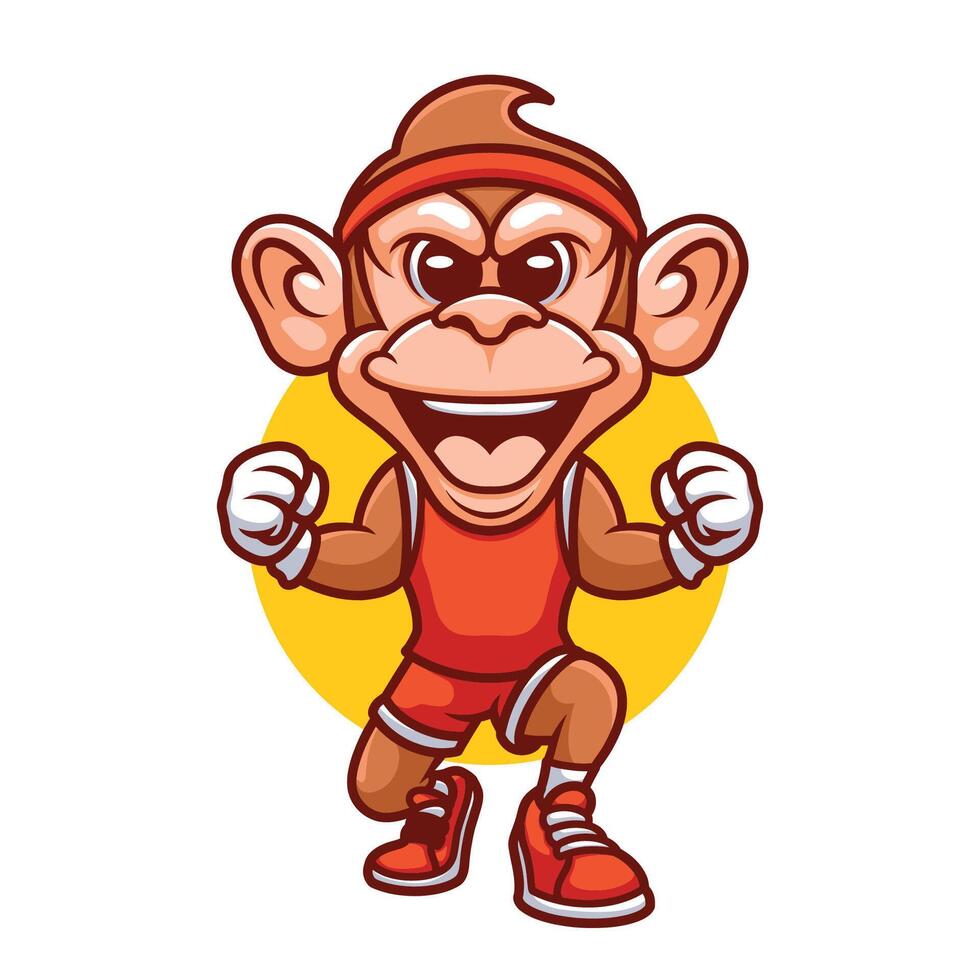 Monkey Runner Cartoon Illustration vector