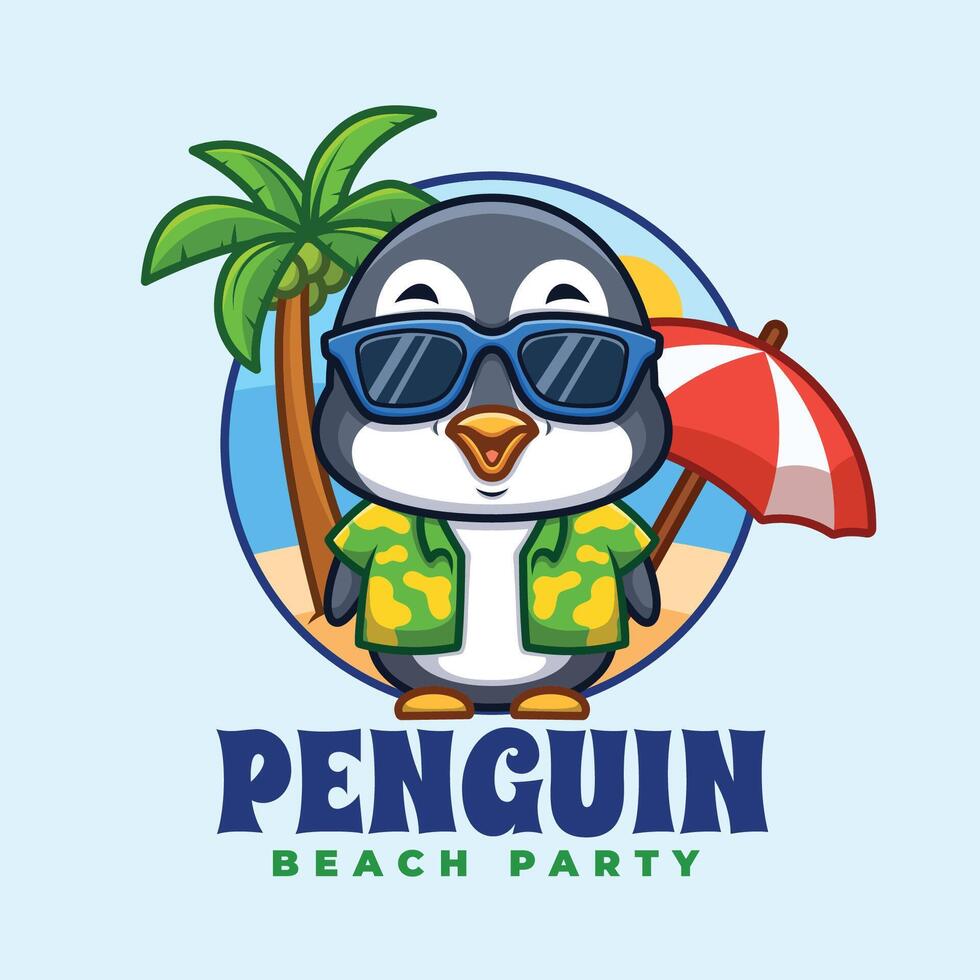 Penguin Beach Cartoon vector