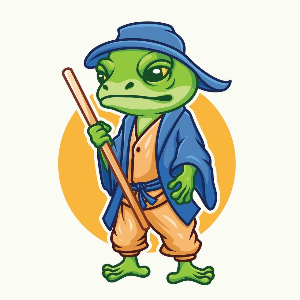 Frog Wanderer Cartoon Illustration vector