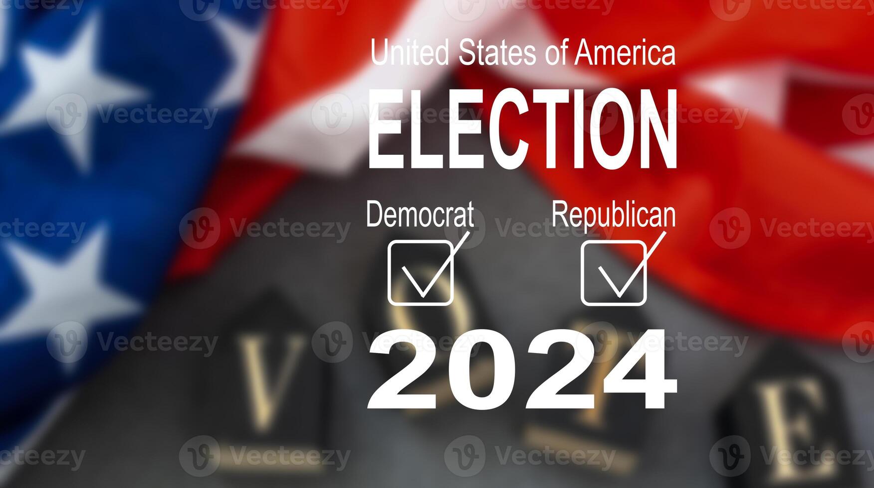 Presidential Election 2024 in United States. Vote day, November 5. US Election campaign. Make your choice. Patriotic american illustration. Poster, card, banner and background photo