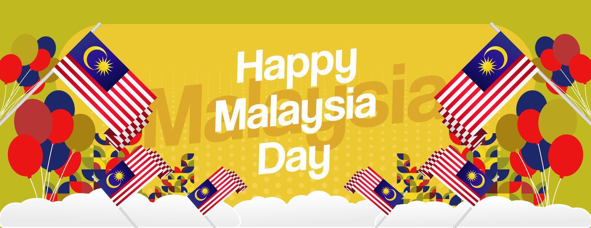 Honor Malaysia Day unique template illustrations. Perfect for greeting cards, invitations, and billboards, adding a touch of creativity to your celebrations. vector
