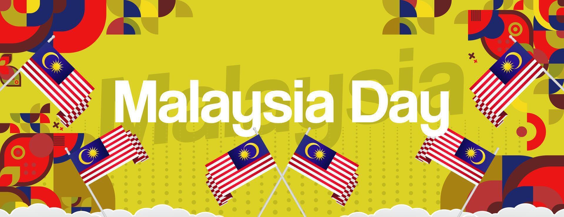 Stunning Malaysia Day designs. Perfect for greeting cards, invitations, and posters for sports or music festivals. Templates with national flags vector