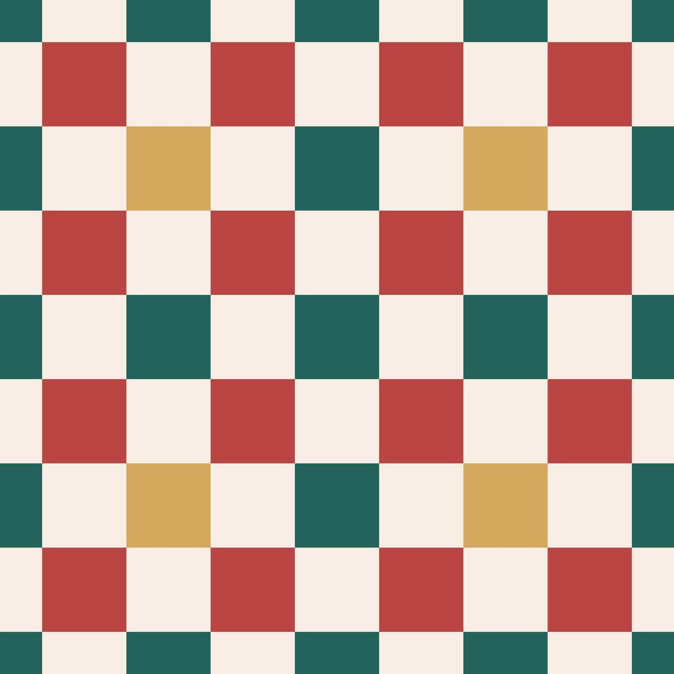 Checkered Christmas style seamless pattern for wrapping paper, book cover and fabric. vector