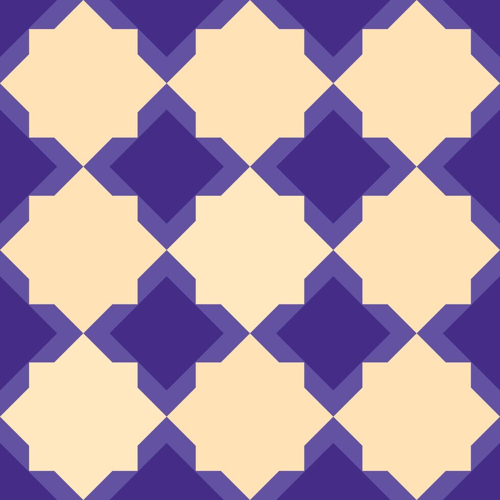 Geometric beige and purple floral tile, seamless repeating pattern for building, architecture and wallpaper. vector