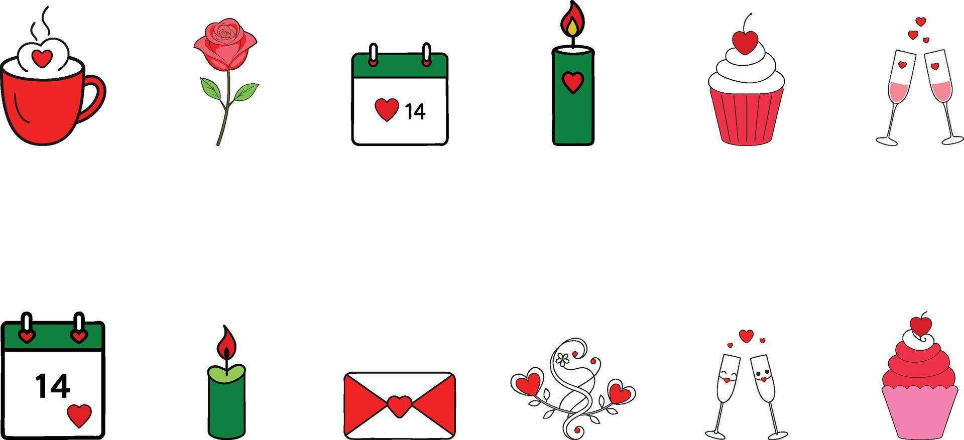 Valentines Day Icons Love, Romance, and Celebration vector