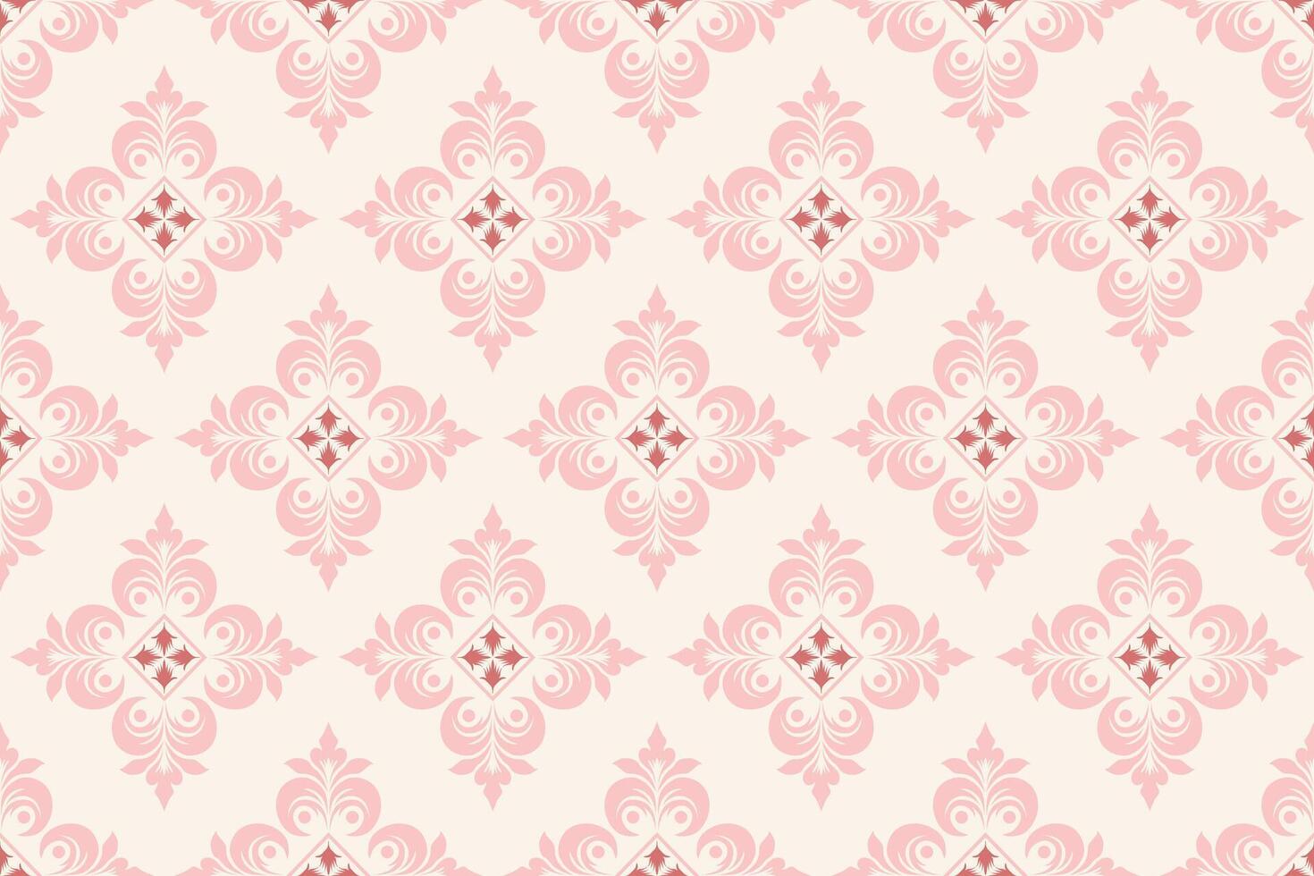Seamless Pink Damask Pattern Background with Vintage Ornamental Design vector