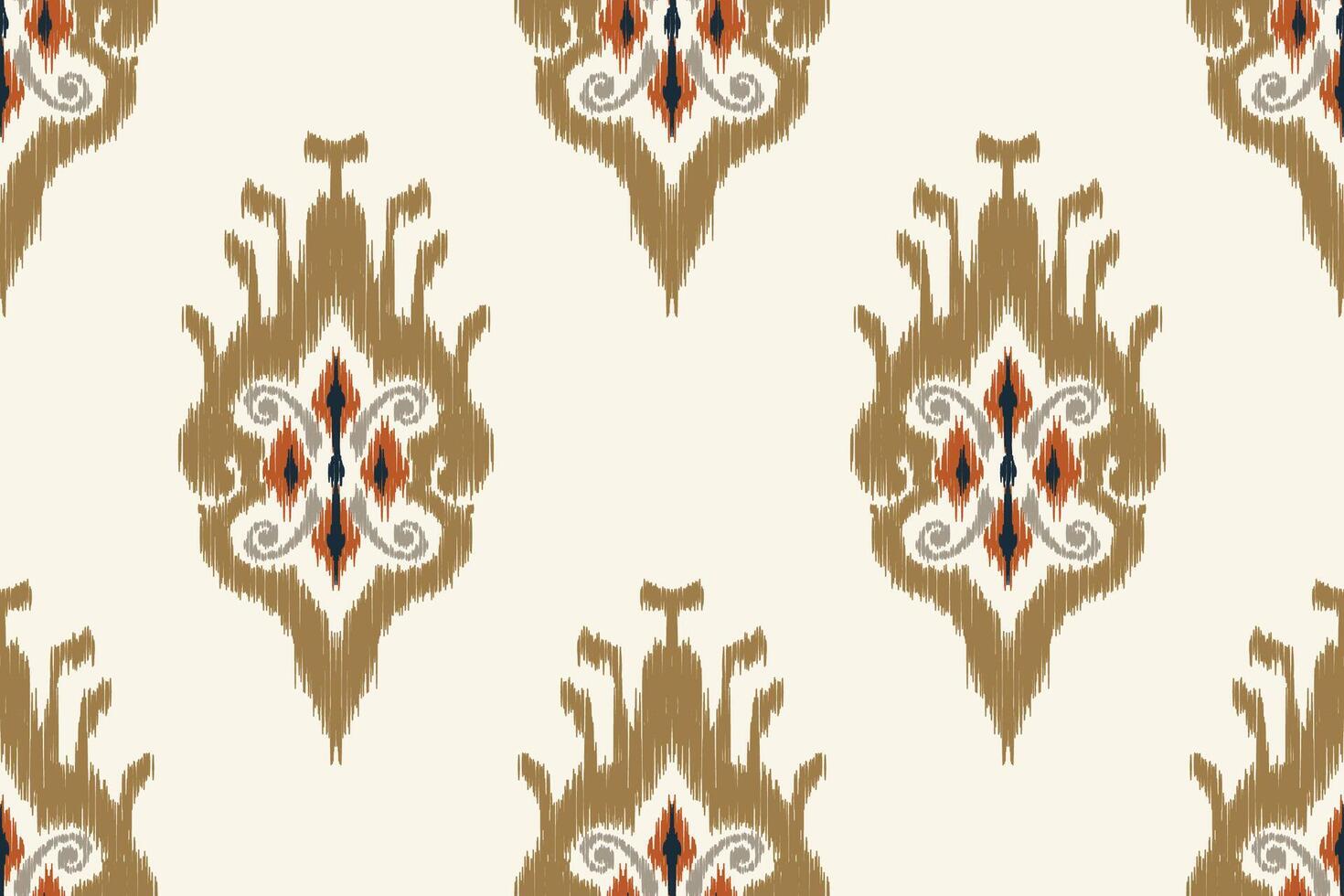 Classic Ikat fabric with delicate patterns and natural tones, suitable for interior design or folk fashion. vector