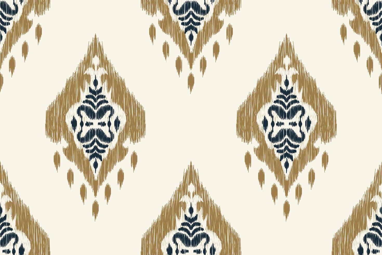 A traditional Ikat fabric filled with intricate geometric patterns, bright colors, and a light-colored background, giving it a warm and contemporary feel. vector