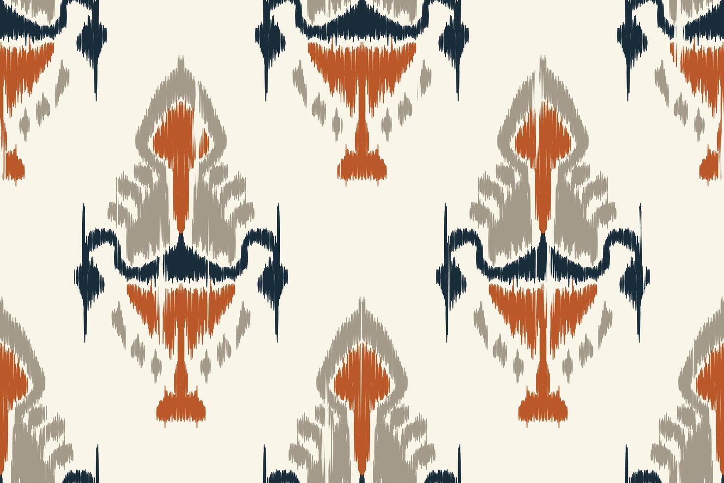 Ikat fabric woven in an ancient style with intricate details. The warm color tones blend with nature, giving a sense of true local beauty. vector