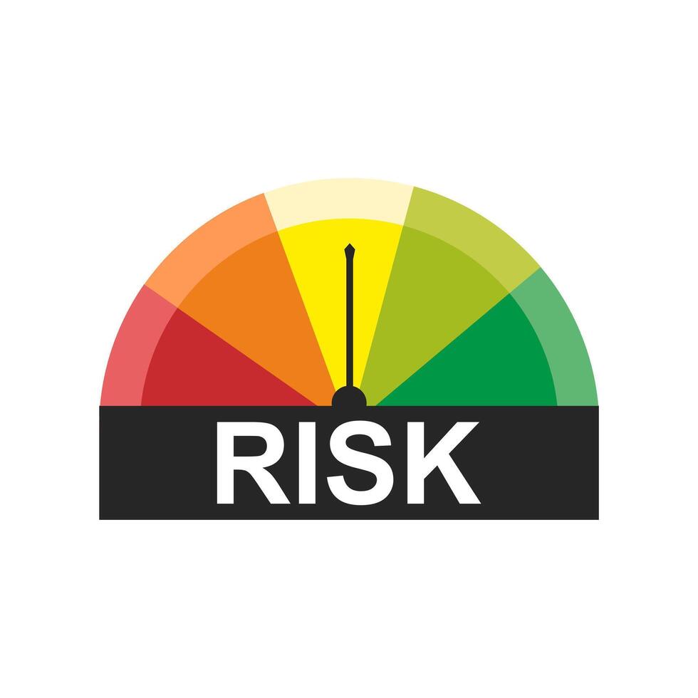 Risk icon speedometer meter with arrow for dashboard indicators Low, medium, high and risk levels isolated on white background. vector