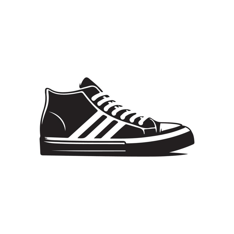 Sneaker shoe black and white silhouette vector