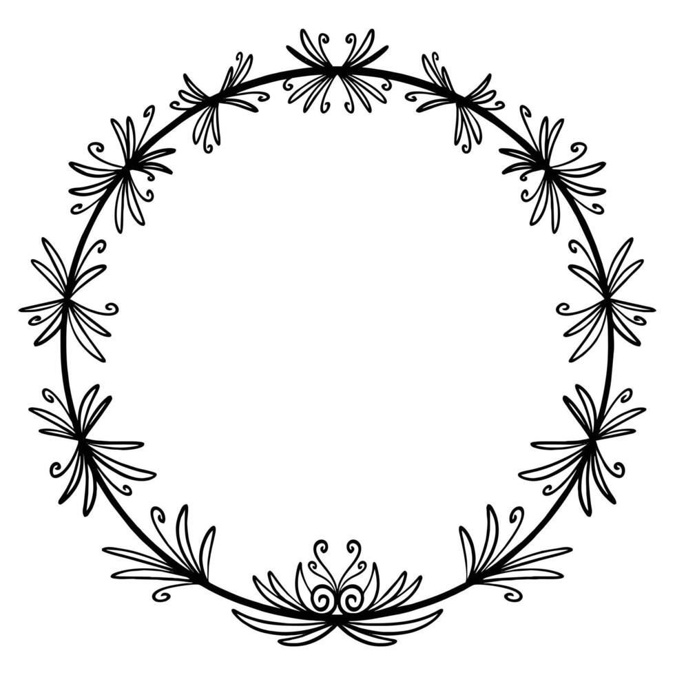 Rustic Floral Circle Frame vector