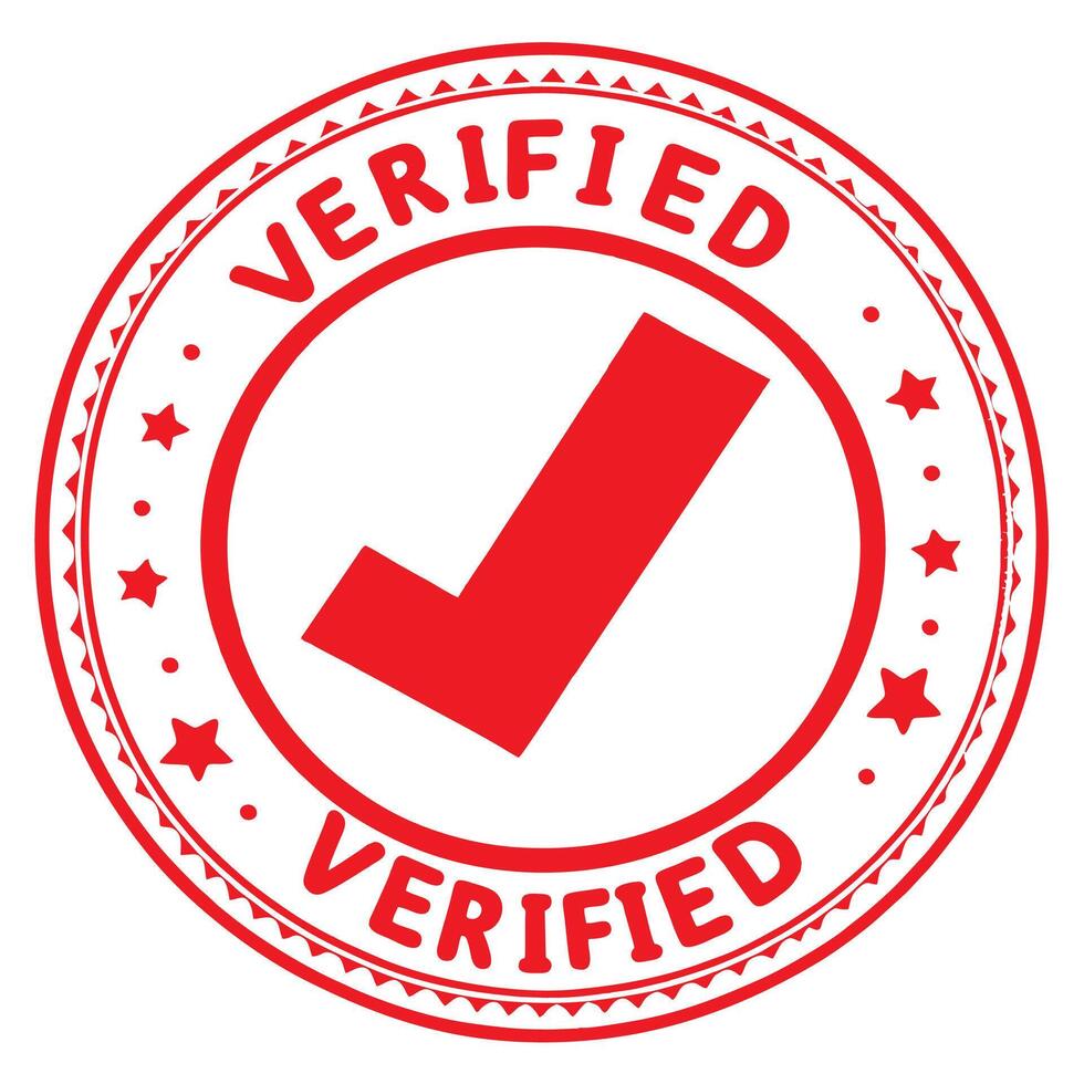 Red Checkmark Verified Stamp vector