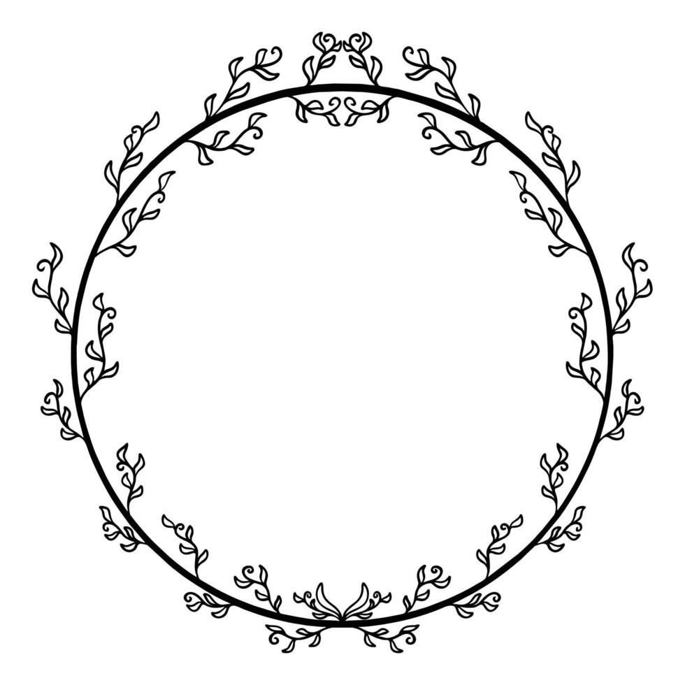 Hand-Drawn Botanical Circle Border vector