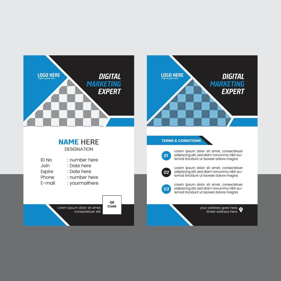 corporate id card design template for office employee, staff. vector