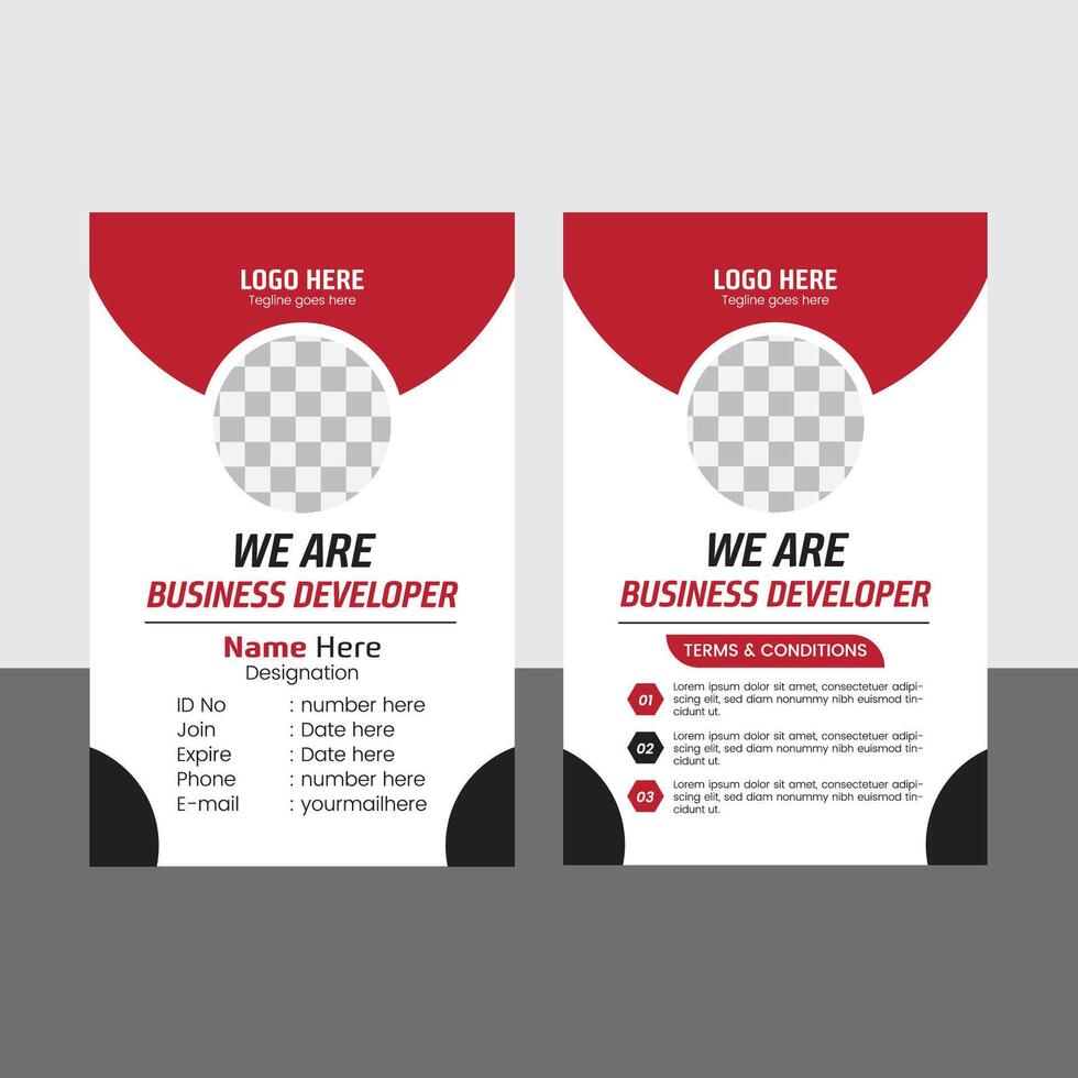 id card template. corporate id card design template for office staff or others. vector