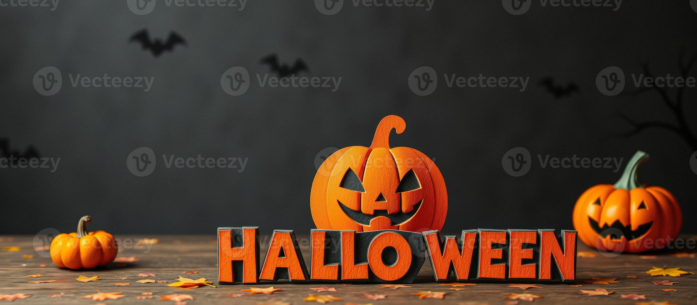 Halloween Pumpkins And Bats photo