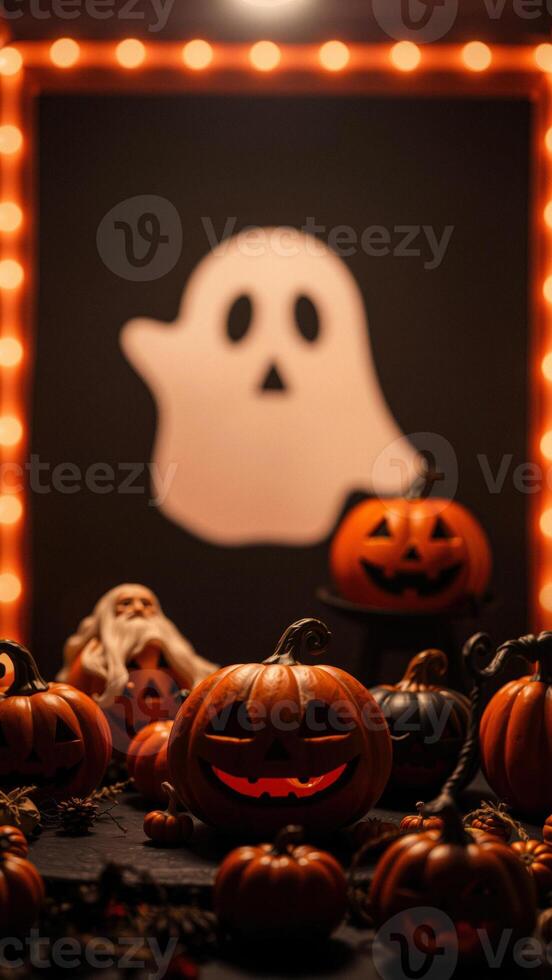 Jack-O-Lantern Smiles Under Warm Lights photo