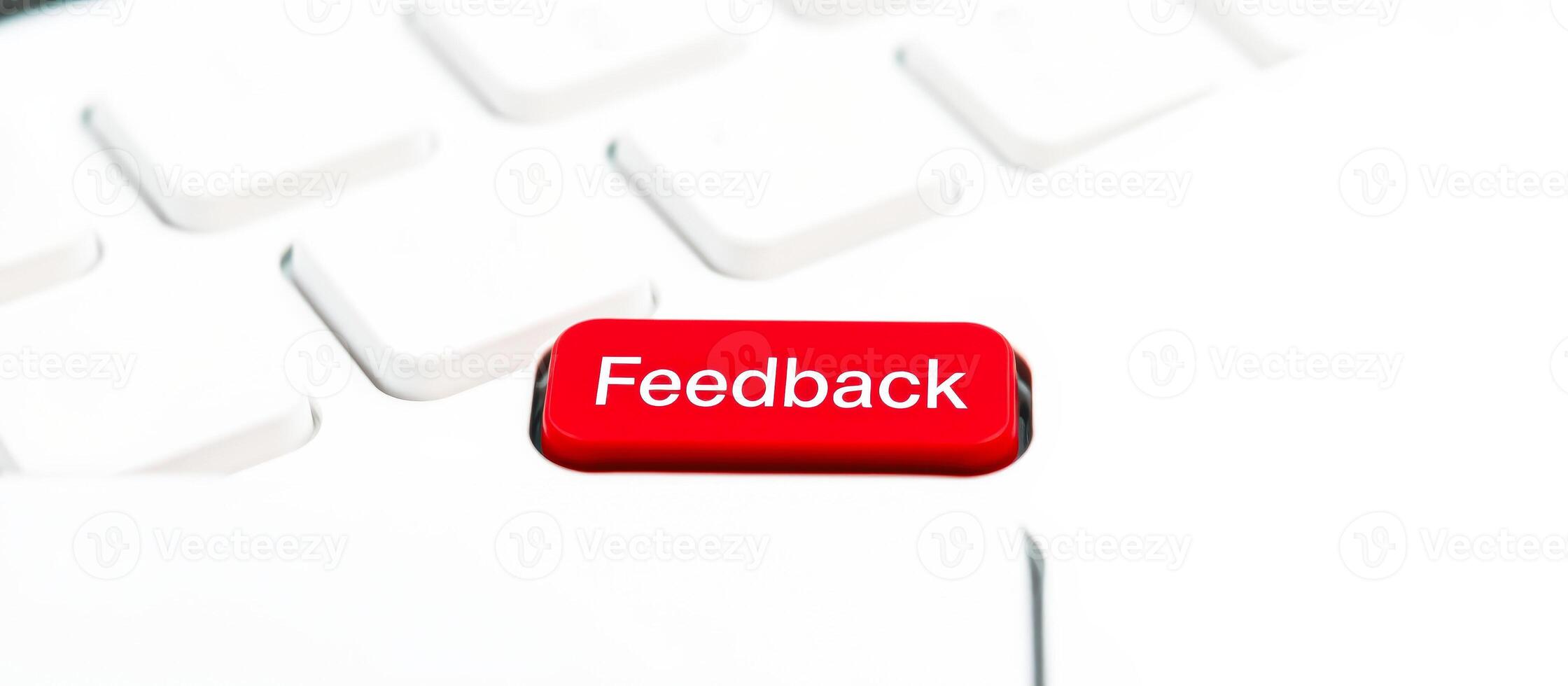 Red Feedback Button On White Keyboard photo
