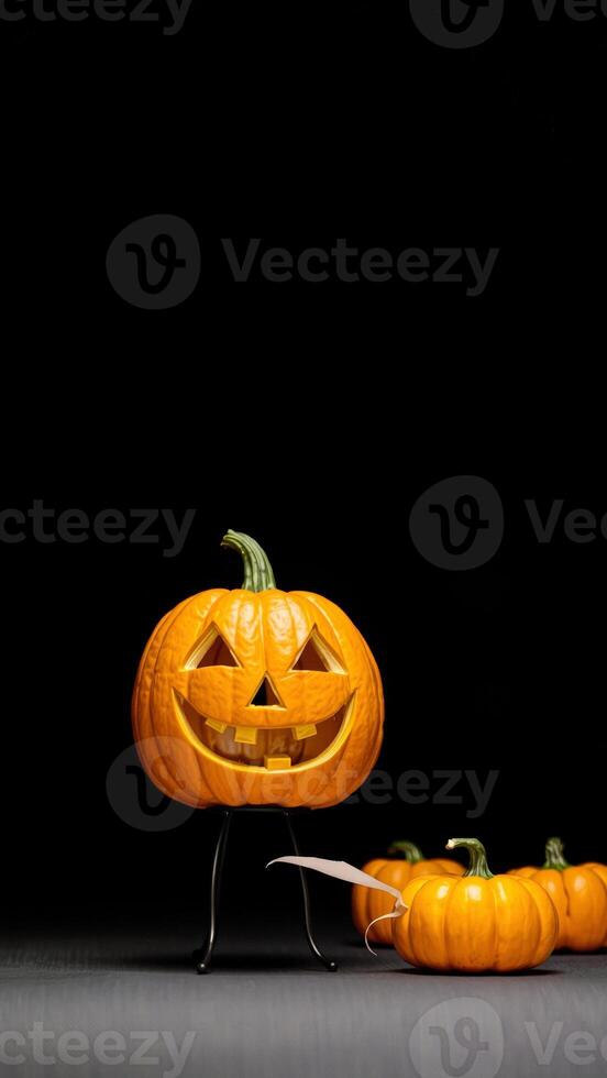 Halloween Jack-o'-Lantern with Pumpkins photo