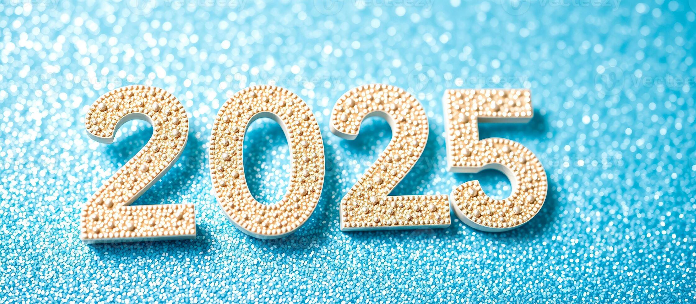 glittering white numbers representing 2025 photo