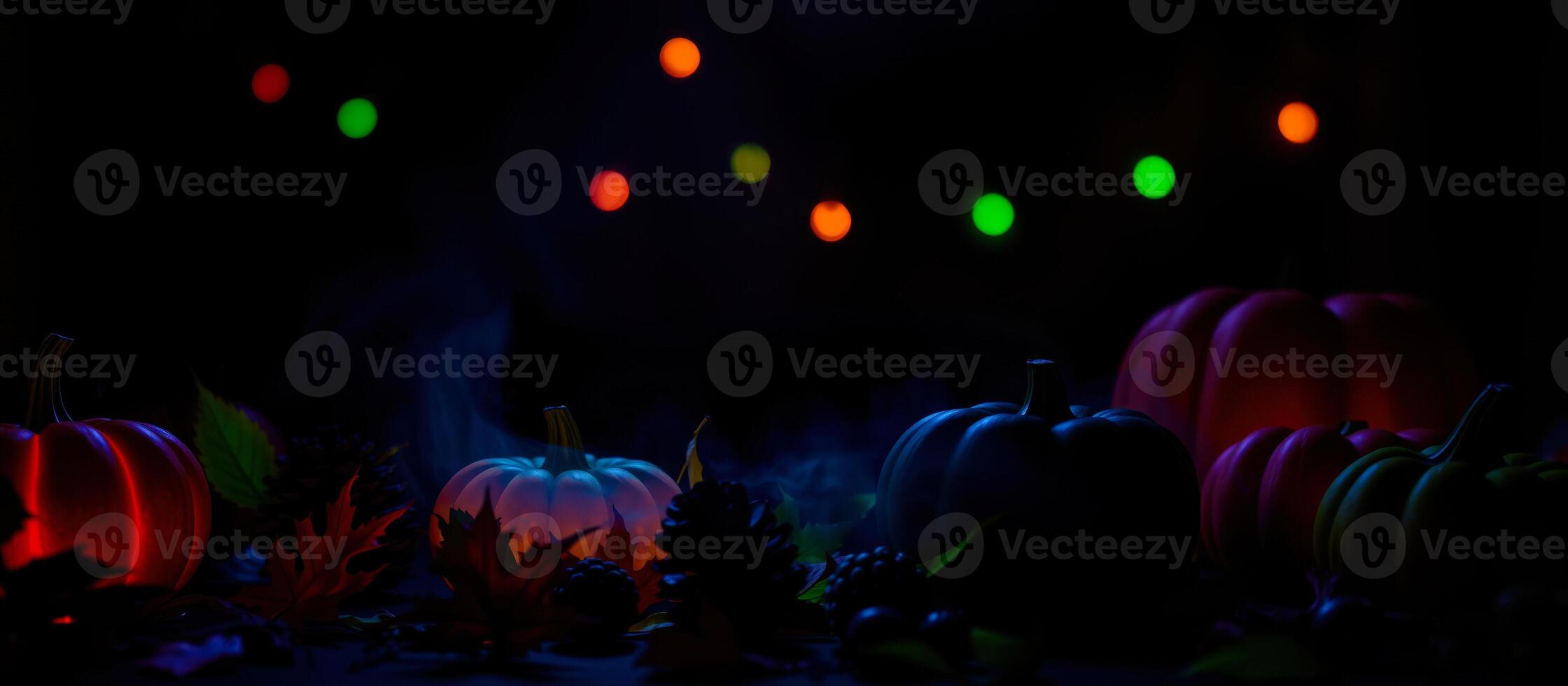 illuminated gourds create a festive spooky atmosphere photo
