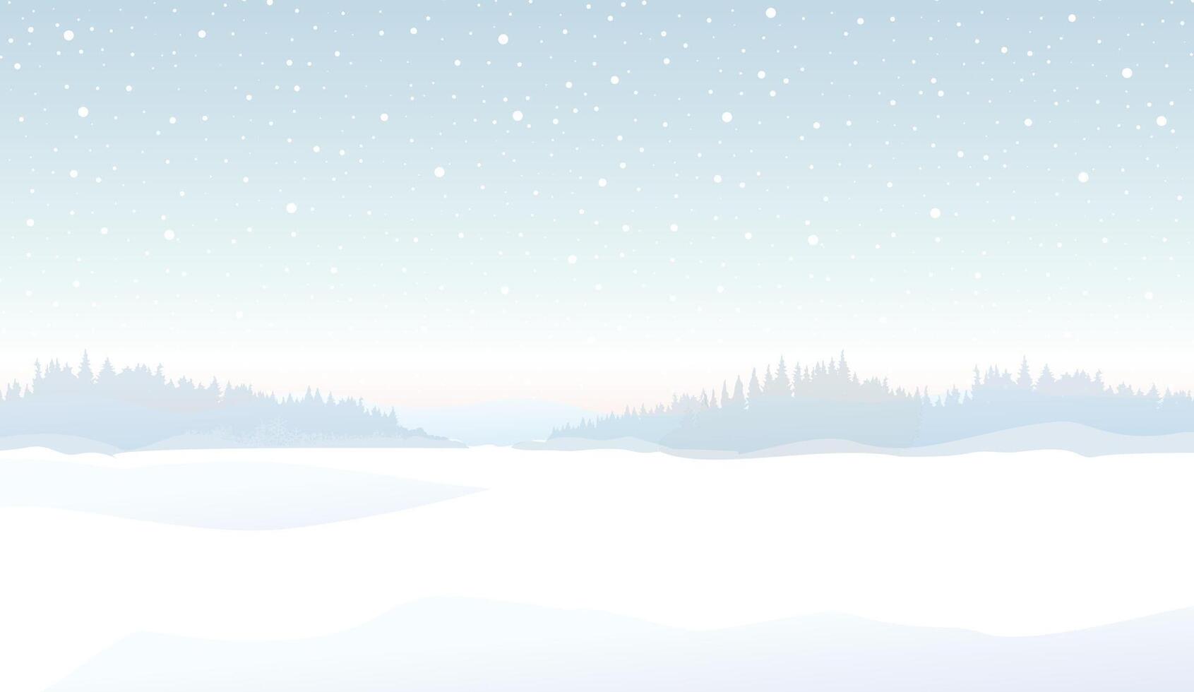 Winter snowy landscape. Christmas background. Winter nature holiday snowfall snowdrifts skyline view. vector