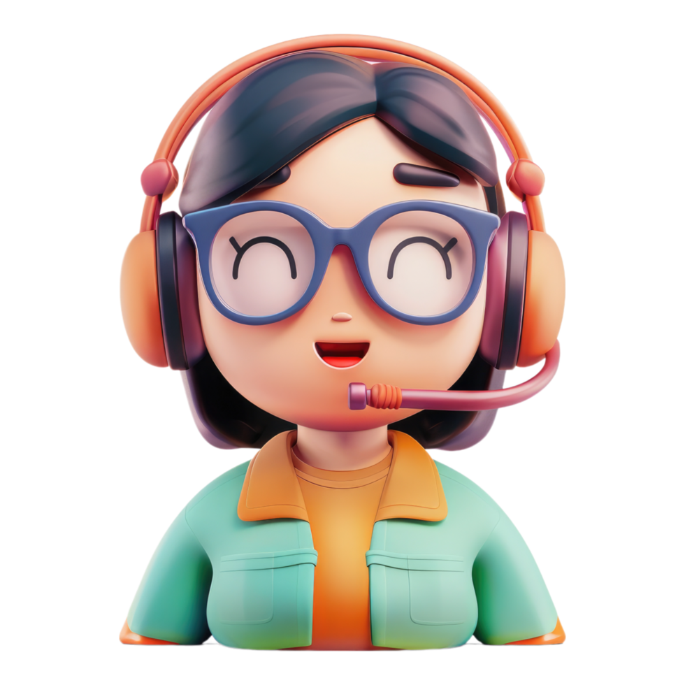 Customer support Call center three dimensional icon Isolated in transparent background. png