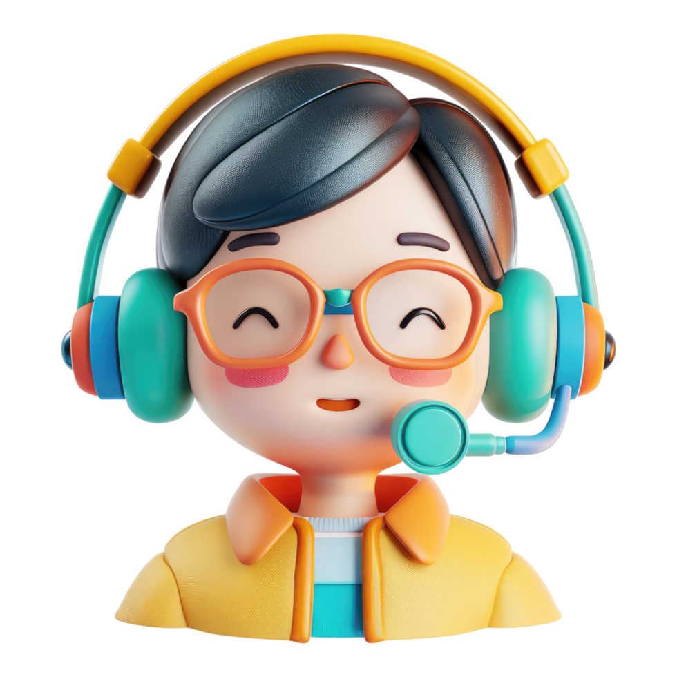 Customer support Call center three dimensional icon isolated on transparent background png