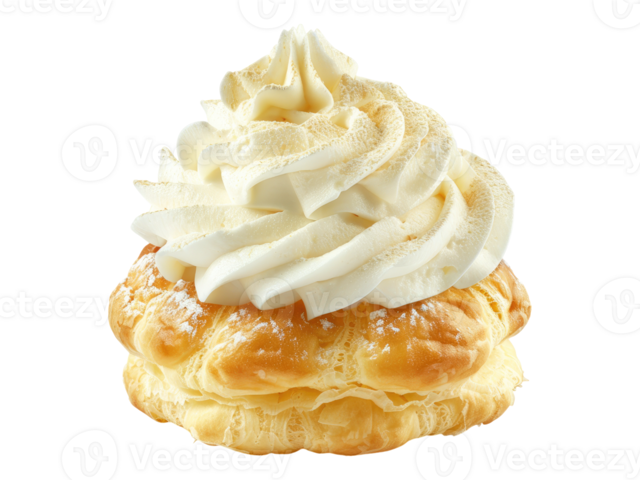 Puff with cream topping. Isolated png