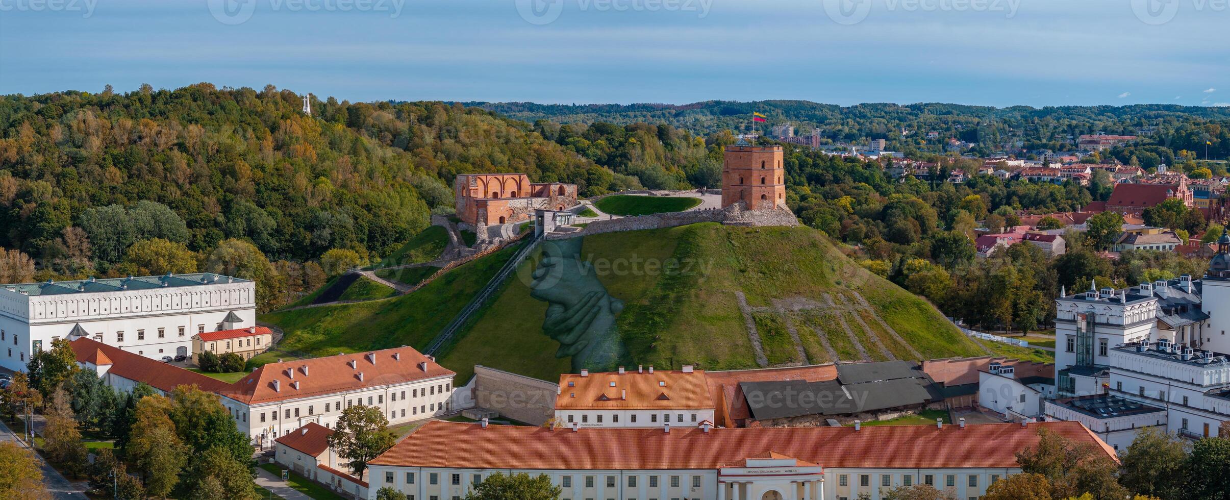 Aerial View of Gediminas' Tower and Vilnius Cityscape, Lithuania photo