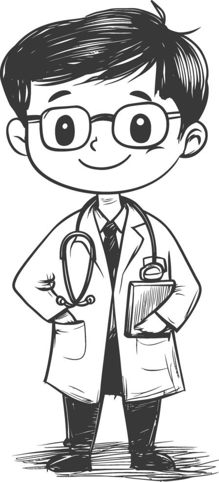 A Cartoon Doctor in a White Coat with a Stethoscope vector