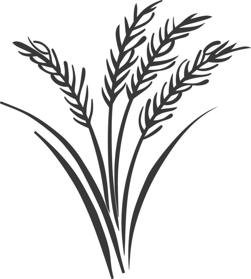 Simple Black and White Illustration of Wheat Stalks vector